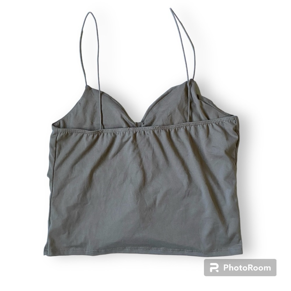 Gaze Tan Ruched Crop Tank Top Medium - Picture 2 of 7